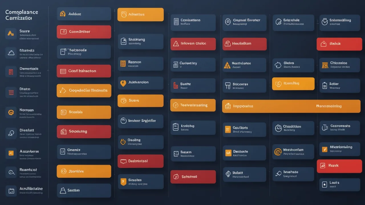 Abstract compliance cost visualization with stacked alert notification blocks