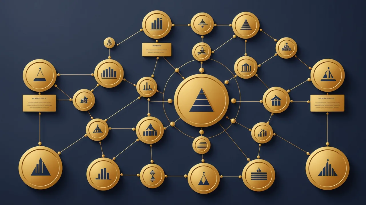 Abstract regulatory compliance framework visualization with layered governance structure